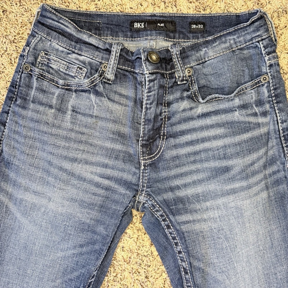 BKE Alec Jeans Mens 28x32 Blue Slim Straight Medium Wash Denim - Picture 7 of 12